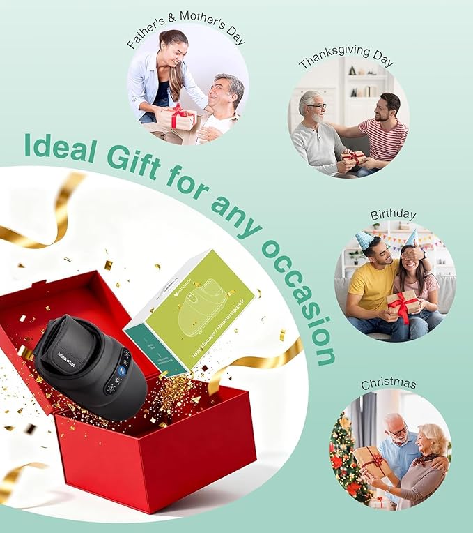 Medcursor Hand Massager - Hand Massager with Heat and Compression for Carpal Tunnel and Stiff Joints, Pain Relief from Wrist to Palm and Finger, Gifts for Women Men (Rechargeable)