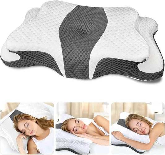 Cervical Neck Pillow for Pain Relief Sleeping, Contour Memory Foam Pillows, Ergonomic Side Sleeper Pillows for Adults, Orthopedic Neck Support Pillow for Back Stomach Sleepers-King Size
