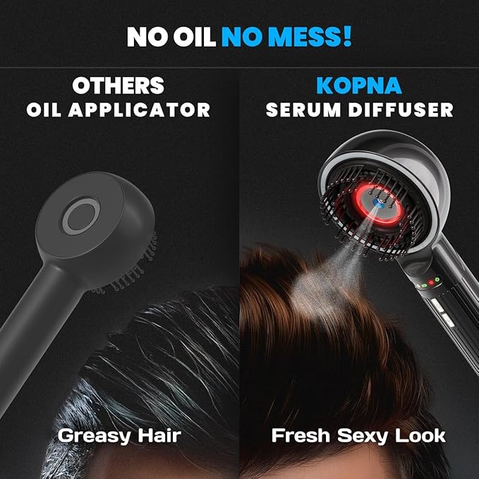2-in-1 Electric Scalp Massager with Precision Serum Diffuser for Men – Cordless Scalp Care Brush, Supports Fuller-Looking Hair, IPX7 Waterproof, Built-in Nano Mist Diffuser