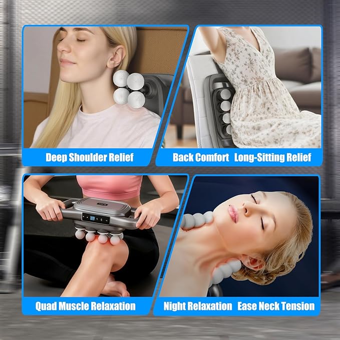Massage Gun Deep Tissue – 16 Heads, 9 Speeds & 9 Modes, High Power Percussion Massager Gun for Full Body Relief, Fascia Massage Gun for Muscle