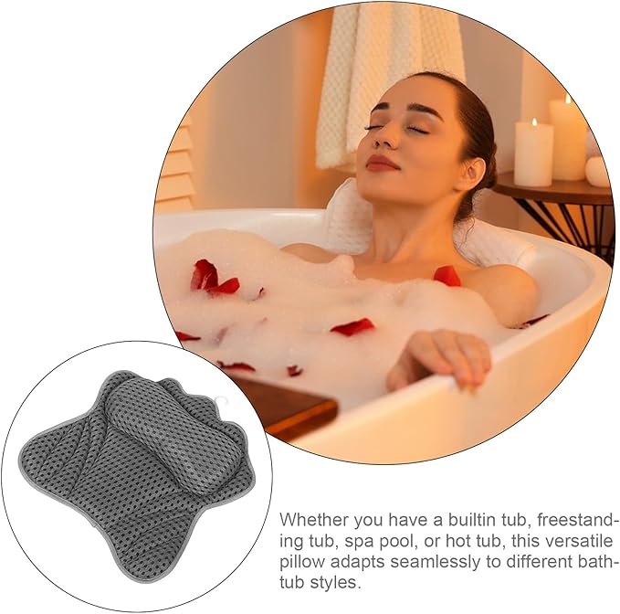 Butterfly Shaped Bath Pillow for Tub with 6 Strong Suction Cups, Ergonomic Bathtub Spa Pillow for Head and Neck Support, Relaxing Bath Cushion for Adults