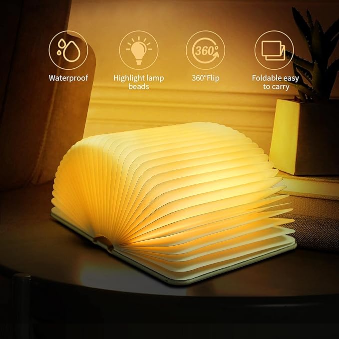 Folding Book Lamp Dragon Night Light, Portable Bedside Light (3 Colors) - Gift for Book Lovers