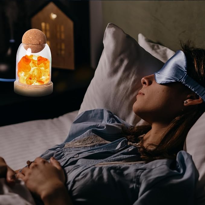 Runyangshi Himalayan Salt Night Lamp 6.3" Natural Healing Crystal Aroma Stone Diffuser Bedside Lamp USB Port 3 Colours Dimming Mode Bedroom Lamp Home Decor