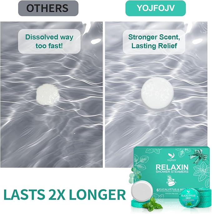Vapor Shower Steamers Aromatherapy - 6 Pack Vapor Shower Tablets, Breathe Easy & Relaxation with Eucalyptus Menthol Essential Oils, Easter Basket Stuffers Gifts for Her Mom Wife Women, Self-Care SPA