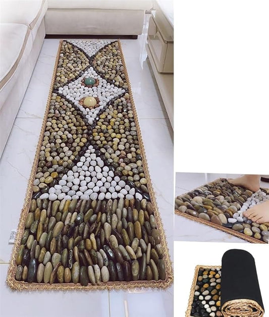 Pebbles Foot Massage Mat, Anti-Slip Cobblestone Foot Massage Mat, Rock Mat for Reflexology Massage, Foot Acupressure mat Acupressure Relieve