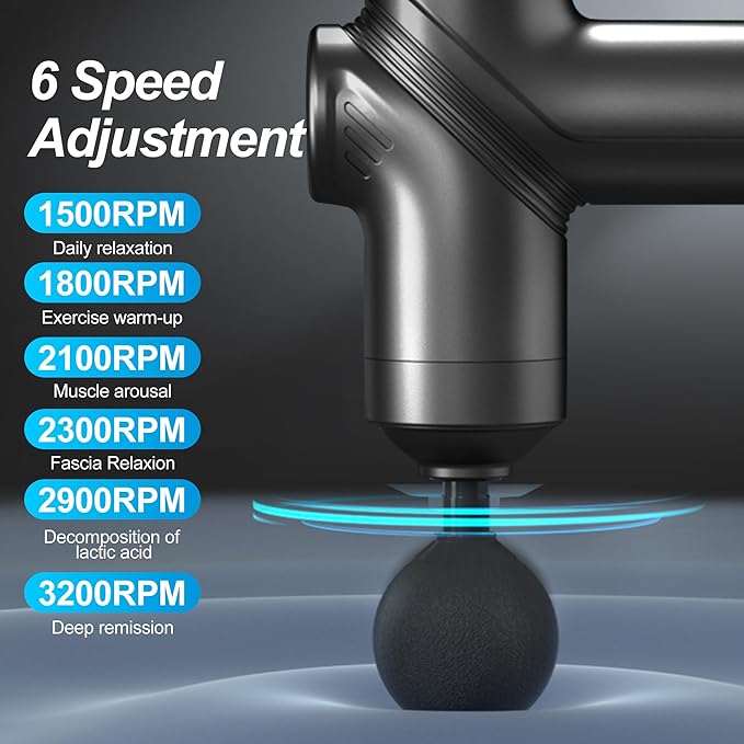 Mini Massage Gun,Deep Tissue Muscle Massage Gun,Compact Sports Massager for Relieving Muscle Soreness After Exercise with 4 Massage Heads 6 Speeds for Office Gifts Women Men Gifts（Black）