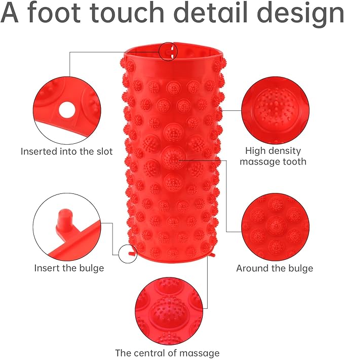 Acupressure Mat for Feet - TPE Reflexology Foot Massager Pad, Non-Slip & Lightweight for Home, Yoga, Bathroom Use (Red)