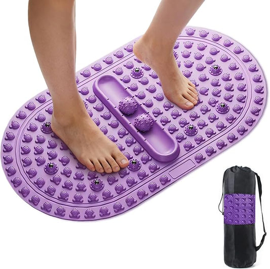 Extra-Large Acupressure Foot Massage Mat 27 Inches, Silicone Foot Pressure Point Pad with 2 Massage Balls, Foot Reflexology Mat with Magnetic Therapy for Stress Relief, Home & Gym Use (Purple)