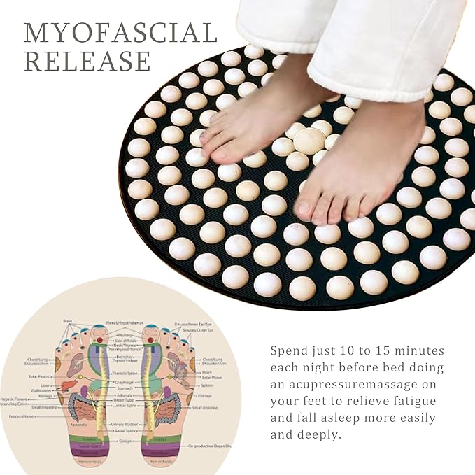 LIYAOLI Wood Foot Massager Mat - Portable Acupressure Pad for Pain Relief, Foldable Pressure Point Relief Tool, Home Spa Therapy Foot Massage Board, Ideal Gift for Seniors