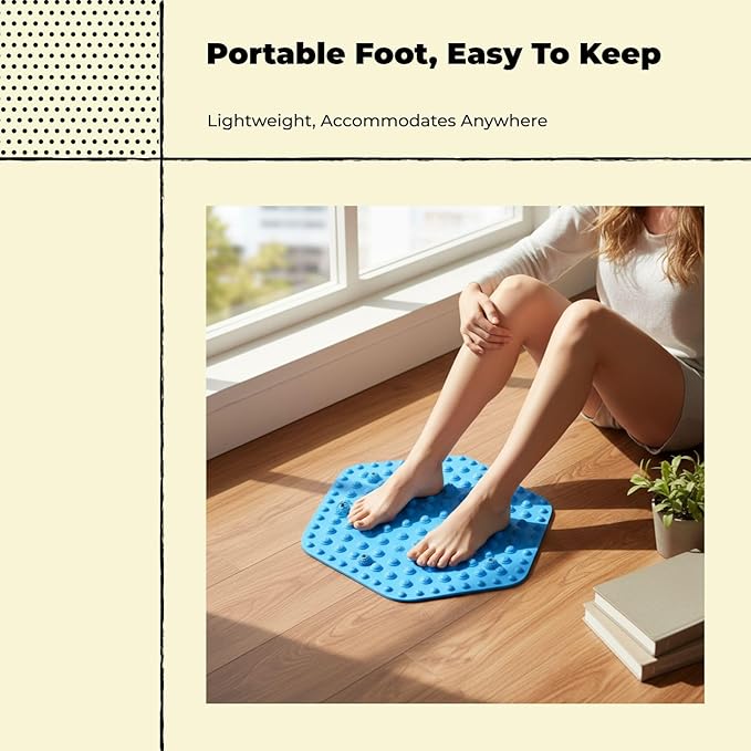 Acupressure Mat for Foot Massage, Foldable Yoga Mat for Living Room And Gym, Hexagon blue