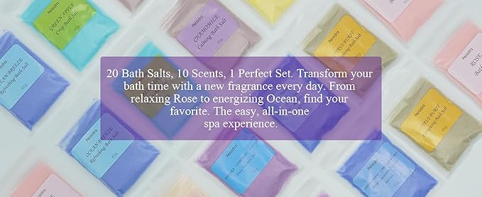 Bath Salts Gift Set - 20 PCS Relaxing Aromatherapy Spa Set for Women, Individually Packaged Bathing Alternative to Epsom Salt for Christmas Birthday, Mixed Scents,Natural Sea Salts
