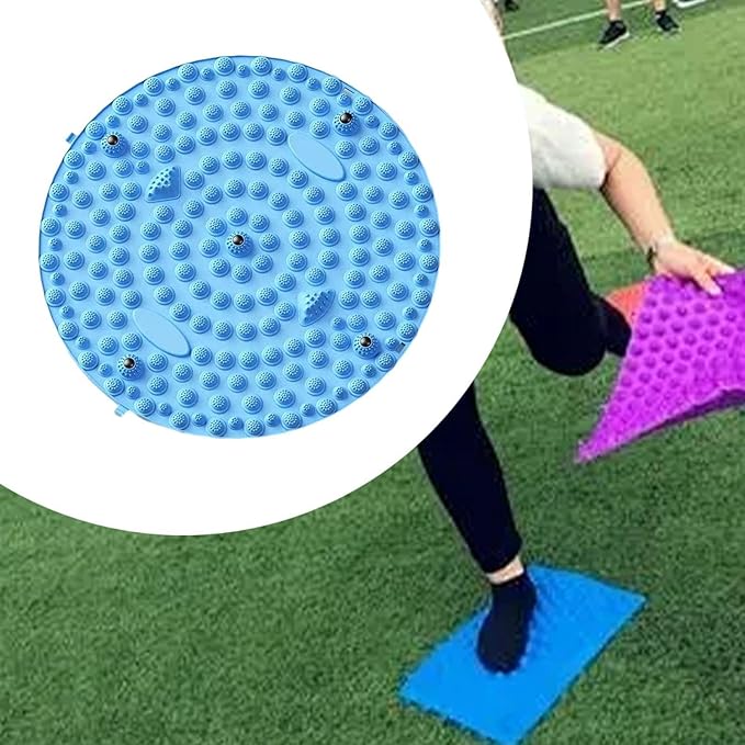 Acupressure Mat for Foot Massage, Foldable Yoga Mat for Living Room and Gym, Blue Round