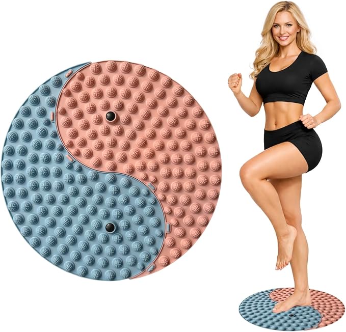 Foot Massager Mat, Yinyang Balance Tai ji Bagua Pattern with Magnetic Therapy, Acupressure Reflexology Mat for Daily Foot Relaxation and Pain Relief, Pink and Blue