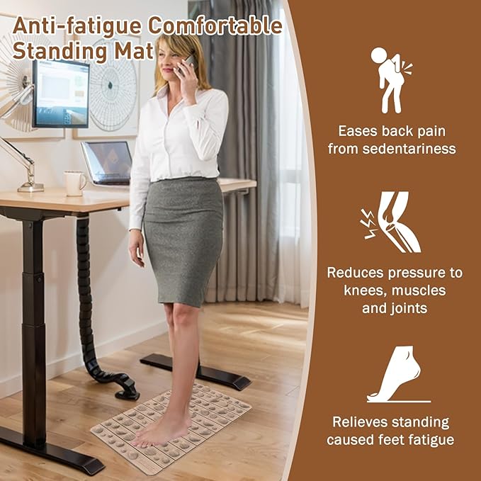 Portable Foot Massager Mat, Acupressure Mat for Feet, Reduce Plantar Tension Promote Blood Circulation, Small Reflexology Mat for Long Sitting, Anti Fatigue Office Standing Desk Mat
