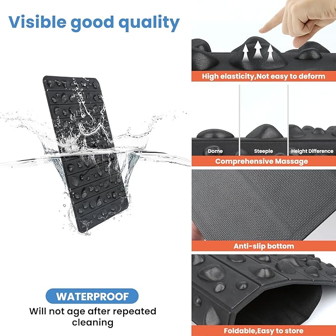 Smartrang High Elasticity Acupressure Mat, Foldable Particle Foot Massager, Pressure Point Pad for Relieve Foot Pain, Fasciitis