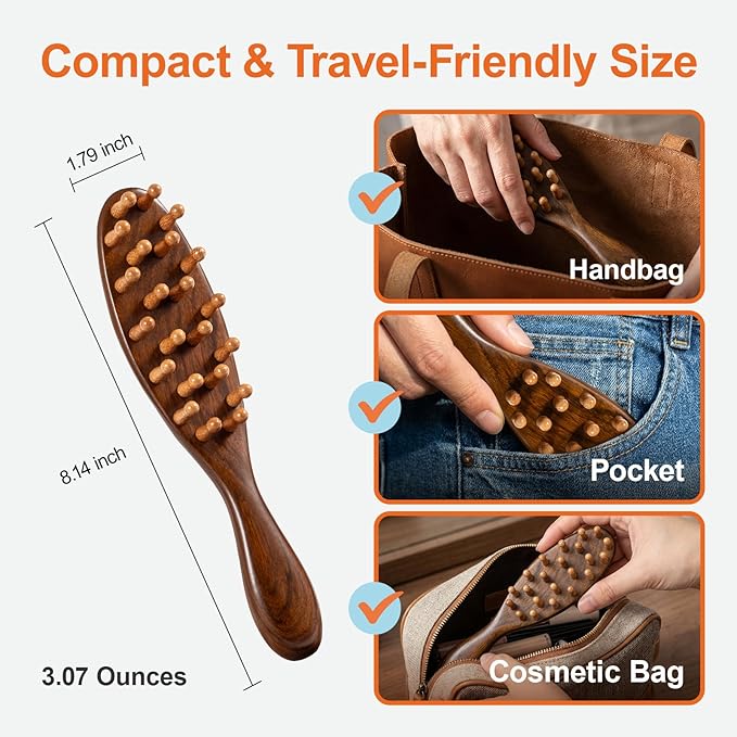 Natural Sandalwood Loc Brush - Ergonomic Dreadlock Detangling Hairbrush Wide Tooth for Microlocs & Sisterlocs, Wooden Scalp Massager Tool for Hair Growth, Hair Styling for Men & Women