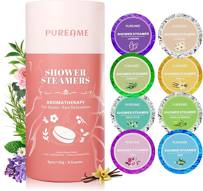 Shower Steamers Aromatherapy 8 Pack - Christmas Gift Stocking Stuffers Natural & Organic Ingredients, Gifts for Women & Men, Spa Gifts & Birthday Gifts for Girl and Mom