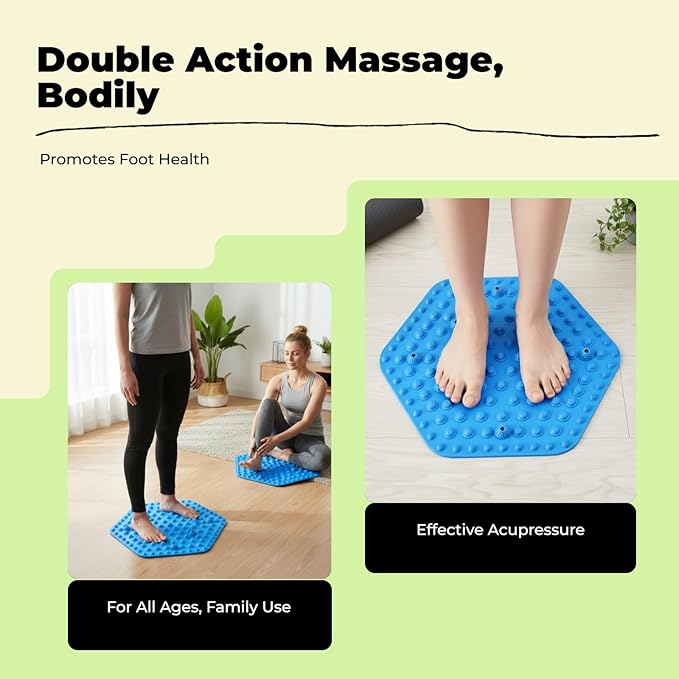 Acupressure Mat for Foot Massage, Foldable Yoga Mat for Living Room And Gym, Hexagon blue