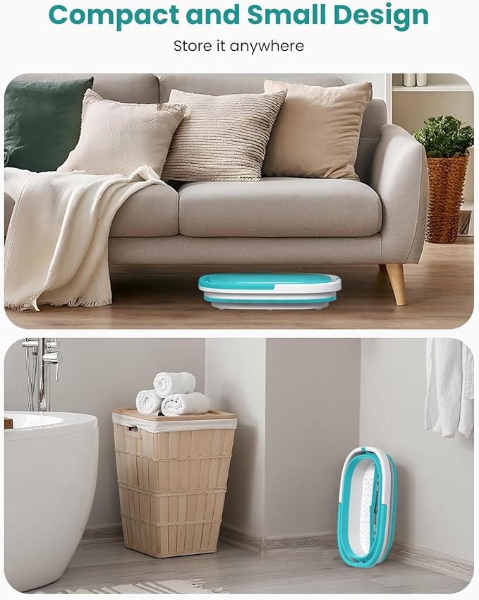 Nekteck Foot Soaking Tub Collapsible Bucket for Foot Bath Soak Tub, Feet Basin Soaker with 138 Acupressure Nodes and Pumice Stone for Feet Health Foot Spa, Gifts for Men Women Dad Mom, Green