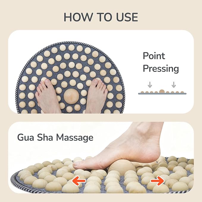Wood Foot Acupressure Mat - Ergonomic Foot Massager Mat for Feet Relax, Wood Massage Tool -Foldable Pressure Point Pad