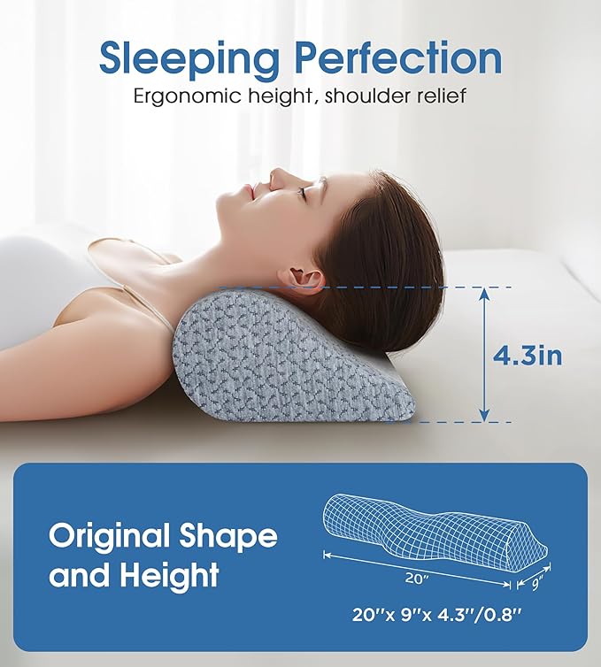 Demelon Cervical Neck Pillows for Pain Relief Sleeping, High-Density Memory Foam Pillow Neck for Bolster Support and Shoulder Relaxer, Decompression Devices Orthopedic Roll Pillow for Bed Office