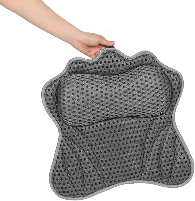 Butterfly Bath Pillow for Tub with 6 Strong Suction Cups, Grey Spa Cushion Neck and Back Support Bath Cushion for Adults, Bathtub Beauty Pillow for Relaxation and Spa Accessories