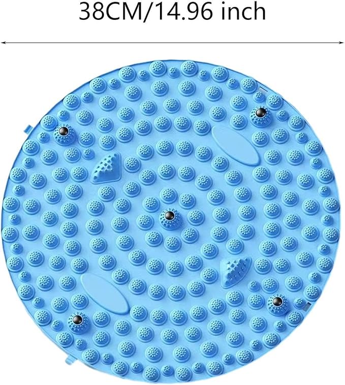 Acupressure Mat for Foot Massage, Foldable Yoga Mat for Living Room and Gym, Blue Round