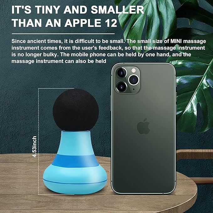 Mini Massage Gun, Portable Mini Massager USB Charging Electric Handheld Personal Massager with 6 Speed Vibration, Deep Tissue Muscle Massager Fascia Gun for Relaxation Muscles Relief Pain (Blue)