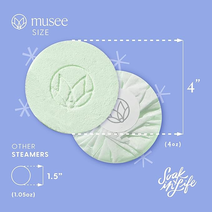 Musee Shower Steamers, Eucalyptus and Mint, Aromatherapy Gift Set for Women, Handmade in USA, Paraben-Free & Sulfate-Free, Unique Christmas Gifts for Women, 4-Piece Set