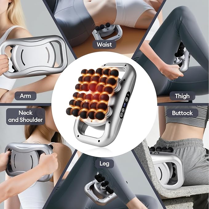 LIARTY 30 Head Massage Gun Set Massage Gun Deep Tissue: Portable 9 Levels 9 Modes - Massager for Legs Waist Neck Back Buttocks Muscles Gifts for Women Men Mom Dad