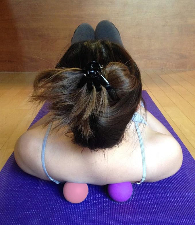 Kieba Massage Lacrosse Balls for Myofascial Release, Trigger Point Therapy, Muscle Knots, and Yoga Therapy. Set of 2 Firm Balls (Pink and Purple)