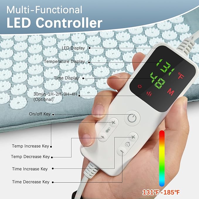 AICNLY Acupuncture Heating Mat – Acupressure & Heat Therapy Pad for Back Pain Relief, Muscle Relaxation, Stress Reduction & Improved Circulation
