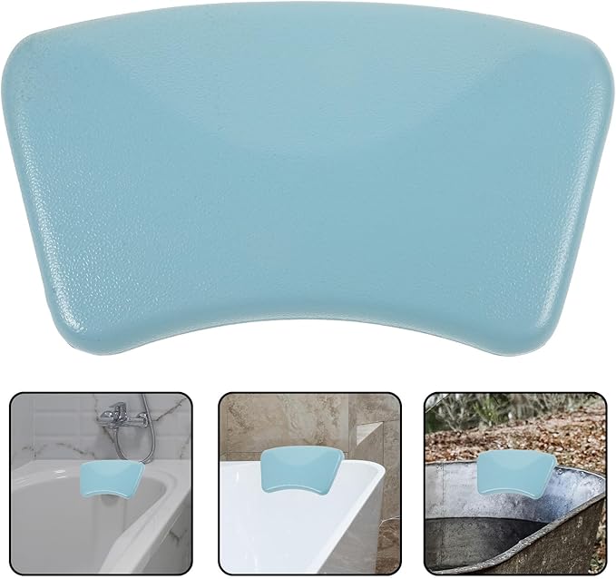 Zerodeko Bathtub Pillow Headrest Pad Soft Pu Material Fatigue Relief Bath Cushion Neck Support for Home Soaking Tub with Suction Cups, Sky Blue