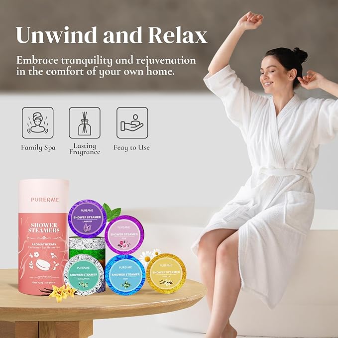 Shower Steamers Aromatherapy 8 Pack - Christmas Gift Stocking Stuffers Natural & Organic Ingredients, Gifts for Women & Men, Spa Gifts & Birthday Gifts for Girl and Mom