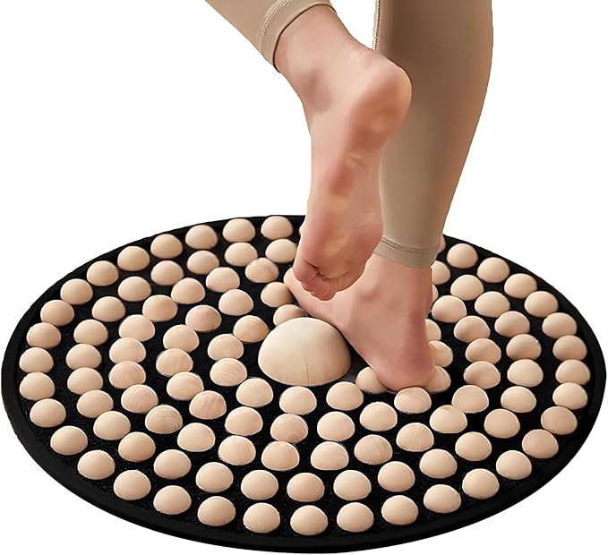 LIYAOLI Wood Foot Massager Mat - Portable Acupressure Pad for Pain Relief, Foldable Pressure Point Relief Tool, Home Spa Therapy Foot Massage Board, Ideal Gift for Seniors