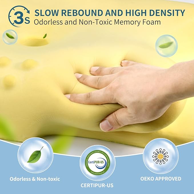 Cervical Neck Pillow for Pain Relief, Ergonomic Pillow Side Sleeper Pillow for Sleeping, Contour Memory Foam Pillows with Cooling Pillowcase Orthopedic Bed Pillow for Back Stomach Sleepers