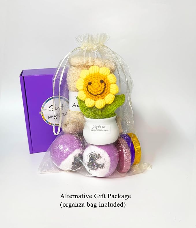 Bath Sets for Women Gift - Lavender Bath Bombs Soap Shower Steamer Positive Sunflower for Birthday Christmas Mother's Day, Sending Sunshine, Get Well Soon, Uplifting, Relaxing for Her