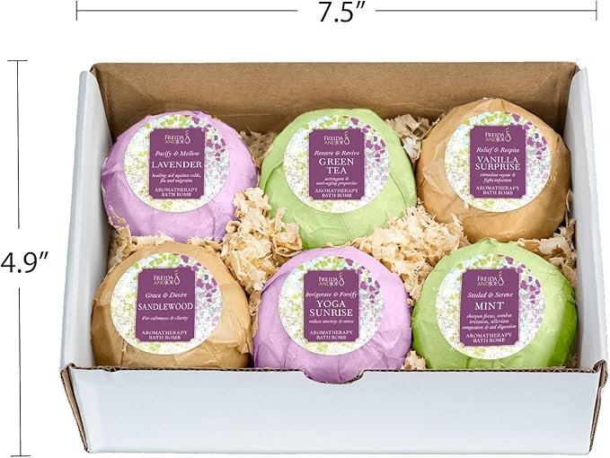 Luxury Aromatherapy Bath Bombs: Deep Body Relaxation Deluxe Gift Set with 6 x 100g Relaxing and Calming Scents – Mother's Day Gift for Mom
