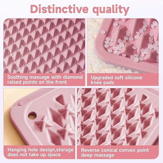 Portable Feet Acupressure Mat, Silicone Reflexology Pad, Moderate Hardness Pressure Point Mat for Foot Pain Relief, Anti-Fatigue, Connectable for Running & Fitness Activities, 18'×14'inch, Pink