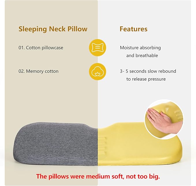 Cervical Neck Pillows for Pain Relief Sleeping, Memory Foam Neck Bolster Support Pillow and Shoulder Relaxer for Stiff Pain Relief, Neck Support Pillow Bed Neck Roll Pillow(Dark Gray)