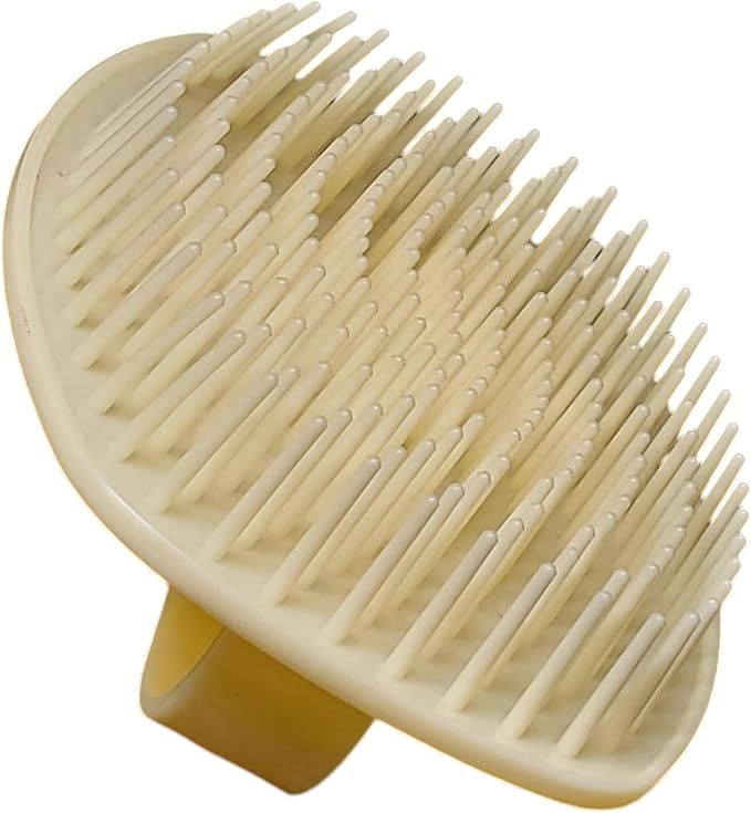 Detangler Hair Brush with Firm Bristles (4×3 in) – Dry & Wet Shampoo and Conditioner Scalp Massager for Deep Cleansing, Exfoliating & Dandruff Control. Multi-Use for Hair, Beard & Scalp (2PC Beige)