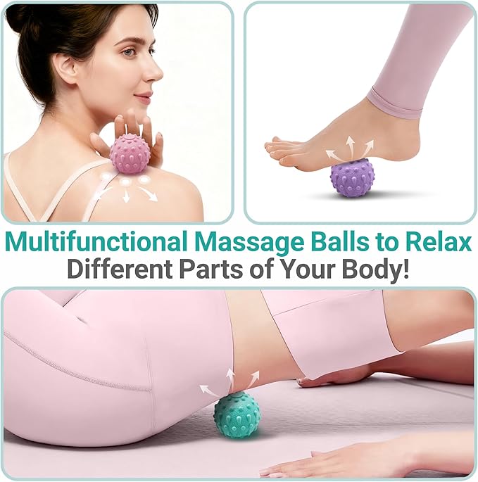 Large Foot Massage Mat with Two Massage Balls, 5-Zone Foot Reflexology Mat for Various Stimulation, Portable Acupressure Pressure Point Pad for Feet Relaxation, Pain, Fatigue Relief(Pink)