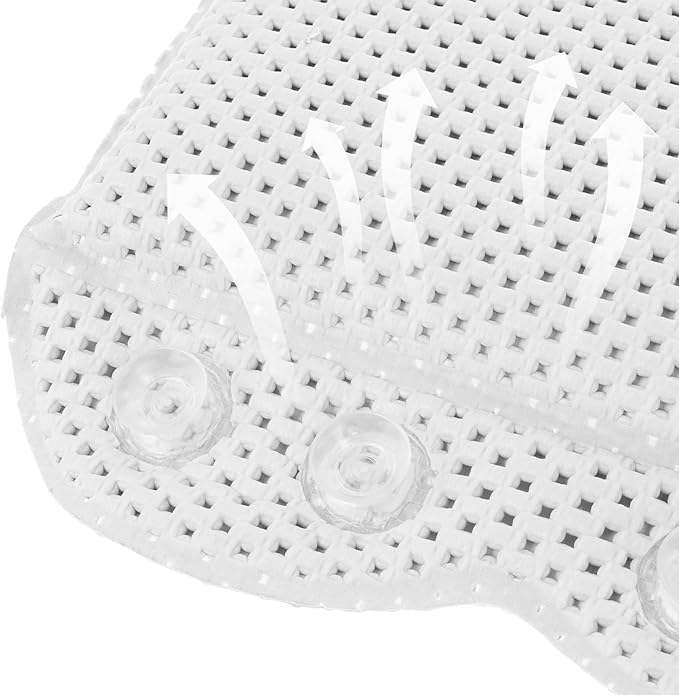Bath Pillow for Tub Headrest with Suction Cups PVC Foam Soaking Tub Pillow for Home Spa and Hotel Use Non-Slip Neck and Back Support White