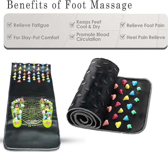 Foot Massage Mat – Reflexology Acupressure Mat with Pressure Point Chart for Stress Relief & Relaxation (68.9 x 13.78 Inches)