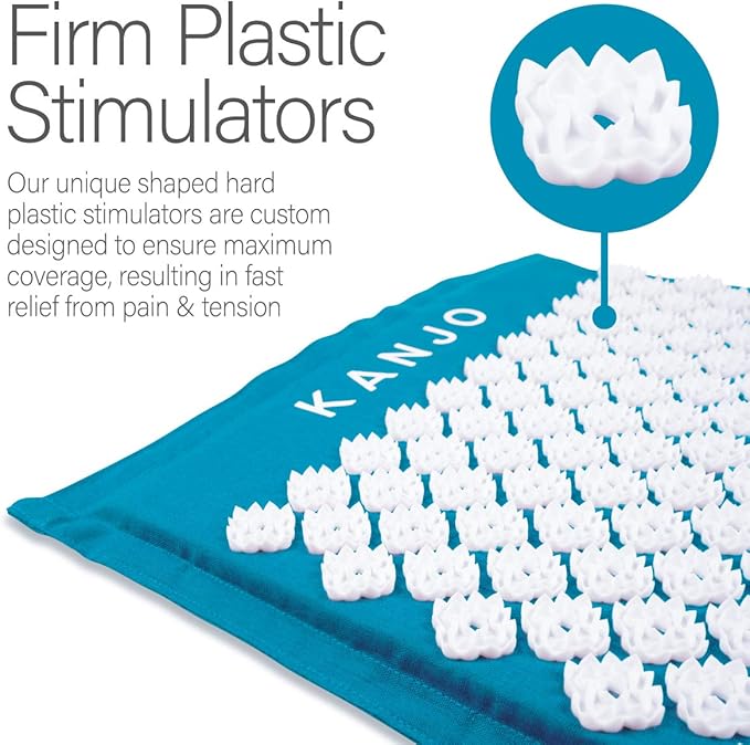 Navy Kanjo Premium Acupressure Mat and Pillow Set for Back Pain Relief & Neck Pain Relief with Carry Bag Kanjo Acupressure Neck Pain Relief Cushion