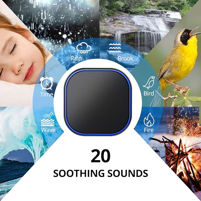 Magicteam White Noise Machine with 20 Non Looping Natural Soothing Sounds Memory Function 32 Levels of Volume Powered by AC or USB and Sleep Sound Timer Therapy for Baby Kids Adults Black