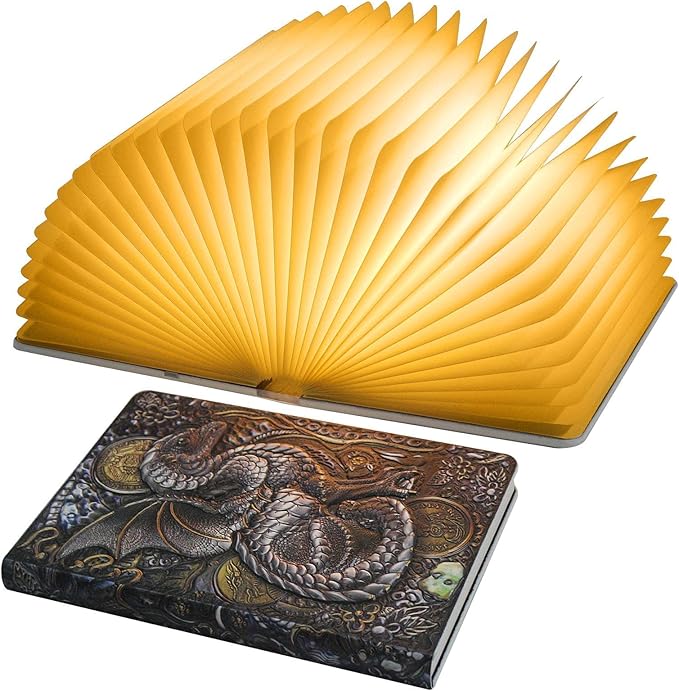 Folding Book Lamp Dragon Night Light, Portable Bedside Light (3 Colors) - Gift for Book Lovers