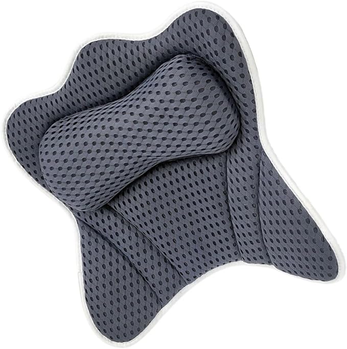 Zerodeko Bathtub Pillow with 6 Suction Cups Mesh Bath Tub Pillow Headrest Neck Support for Soaking Tub Spa Relaxation Bathroom Accessory