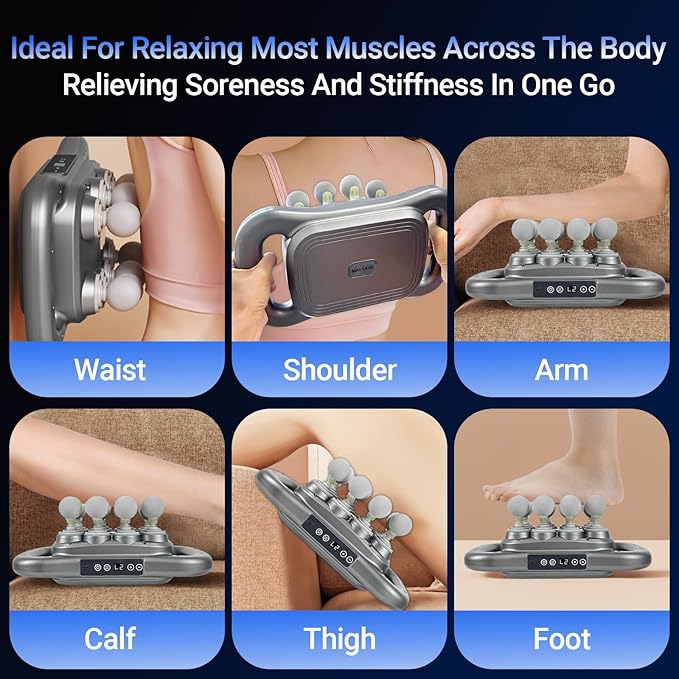 16-Head Deep Tissue Massage Gun 2026, Portable Handheld Back Massager, 9 Modes & 9 Intensity Levels Electric Percussion Muscle Body Massager for Neck and Shoulder Pain Relief, Gifts for Men & Women