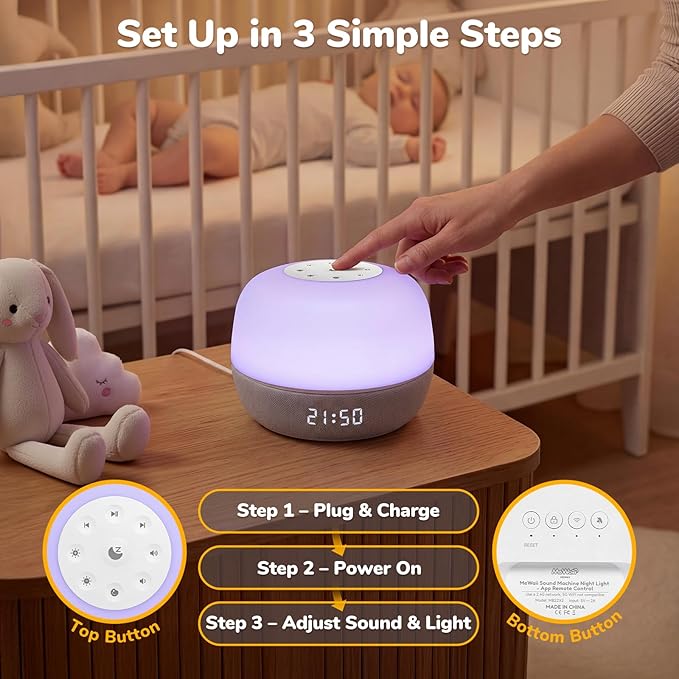 2025 Mom's Choice Awards | Sound Machine Baby White Noise Machine with Sunrise Alarm Clock & App Control – 360° RGB Night Light, Sleep Soother for Adults & Kids, Newborn Essentials Shower Gift